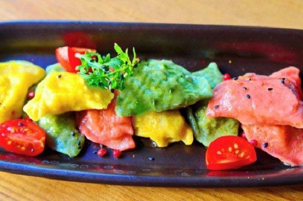 Colorful Dumplings with Potato and Cheese