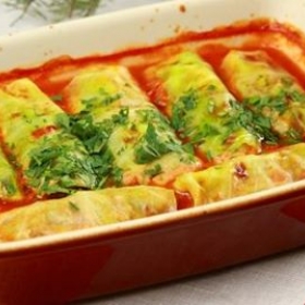 Голубці з рисом, квасолею та грибами