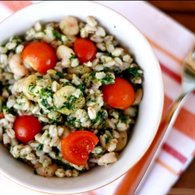 Barley with Shrimp and Cherry Tomatoes